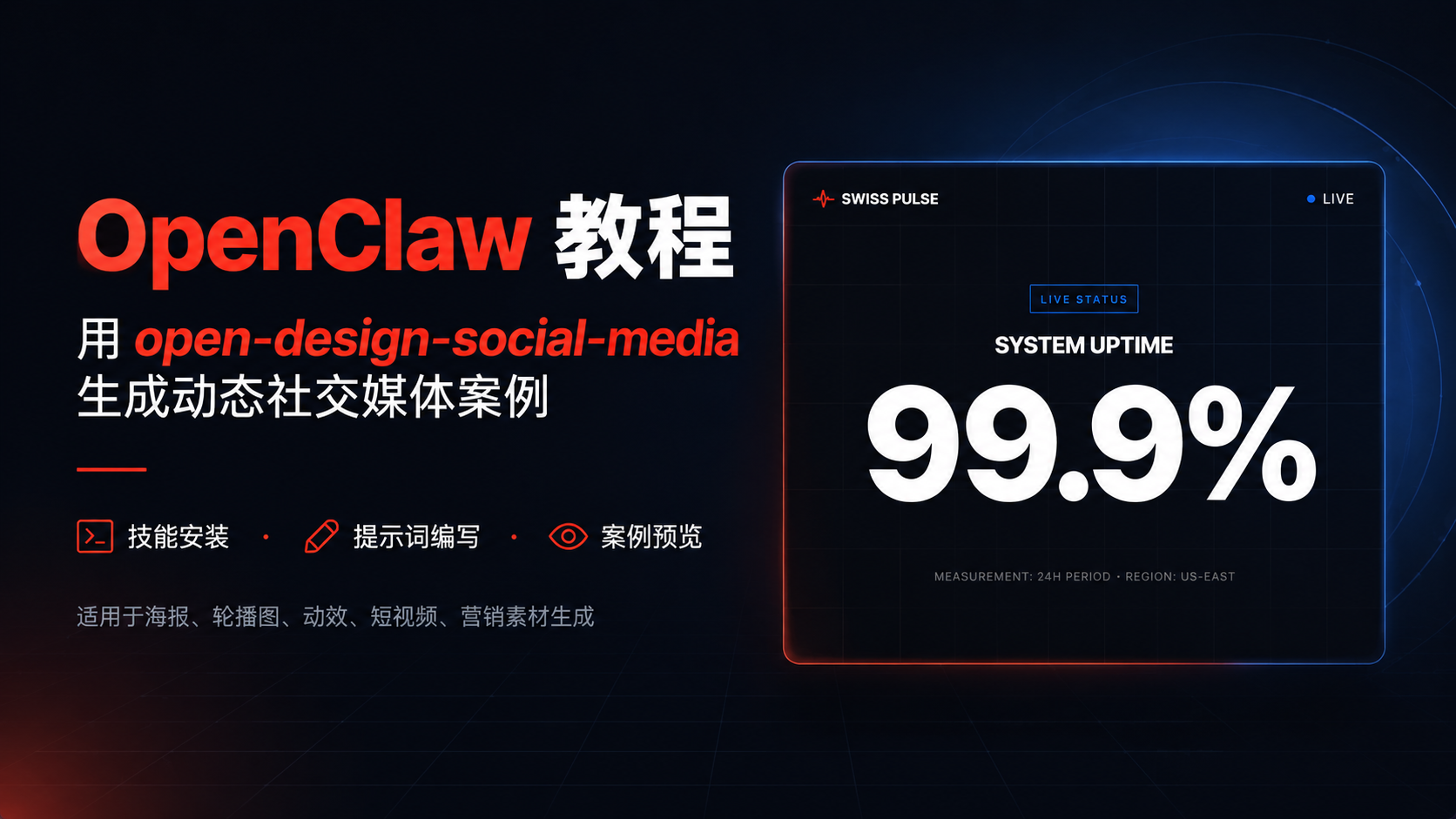OpenClaw 社媒动效教程：用 open-design-social-media 生成 Swiss Pulse 数字计数器
